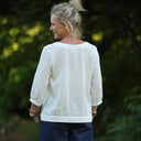 Blouse Constance — Double gaze blanche - bandes brodées
