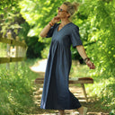 Robe Édonie — Lin bleu jean