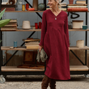 Robe Edmée — Double gaze de coton lie-de-vin