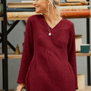 Robe Edmée — Double gaze de coton lie-de-vin