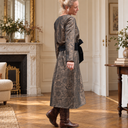 Robe Perrine — Viscose et coton Gravure botanique noir doré