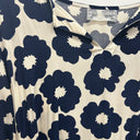 Prototype - robe longue motif grosses fleurs bleu marine et blanc A16