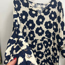 Prototype - robe longue motif grosses fleurs bleu marine et blanc A16