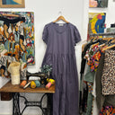 Prototype - super longue robe longue violet mauve en popeline de cotonA18