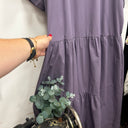 Prototype - super longue robe longue violet mauve en popeline de cotonA18