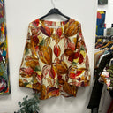 Prototype - blouse manches longues motif fleurs marrons rouges A21