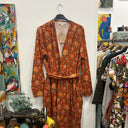 Prototype - robe terracotta Anaïs motif fleuri décolleté A40