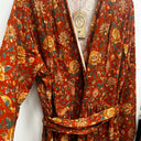 Prototype - robe terracotta Anaïs motif fleuri décolleté A40