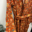 Prototype - robe terracotta Anaïs motif fleuri décolleté A40