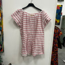 Prototype - blouse manches courtes double gaze de coton rayé blanc rose A80
