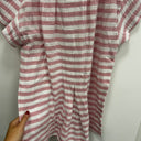 Prototype - blouse manches courtes double gaze de coton rayé blanc rose A80
