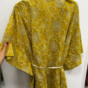 Prototype - robe jaune taille unique fleurs brodé ceinture A89