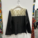 Prototype - blouse Lylou - jean noir /broderie ivoire et dorée A94