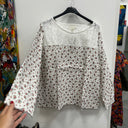 Prototype - blouse Lylou - fleuri rose / broderie blanche ajourée A95