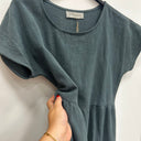 Prototype - robe longue en lin vert bleu A103