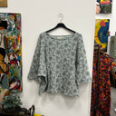 Prototype - blouse Nao double gaze de coton turquoise motif fleuri A108