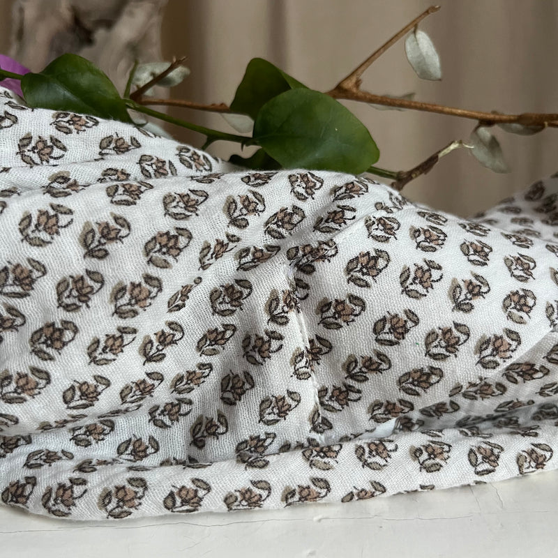 Blouse Savine- double gaze de coton fleurs de chataigner
