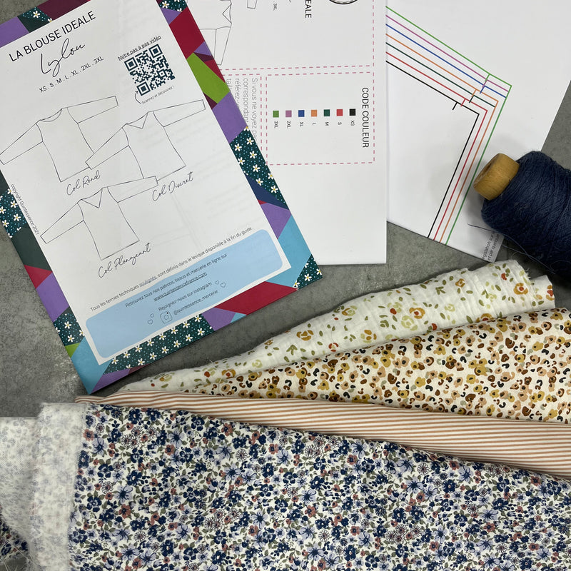 Kit couture "Lylou" en coton imprimé - coloris au choix