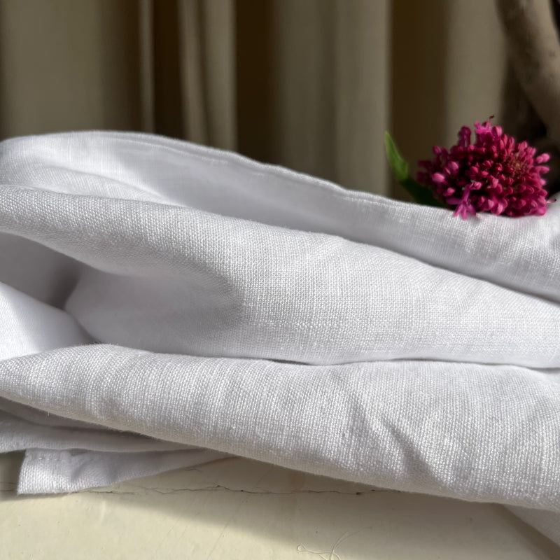 Blouse Eulalie col rond - manches courtes - lin blanc