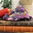 Coupon - coton fleuri mauve 145 cm de laize - D30