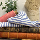 Coupon - lot coton seersucker rayé bleu 150 cm de laize - E34