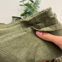 Coupon - velours côtelé kaki 95% coton 5% élasthane 150x150-B22