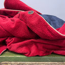 Coupon - Velours côtelé rouge grenat 135x200