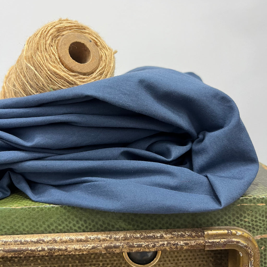 Robe Lucette popeline de coton bleu méditérannée