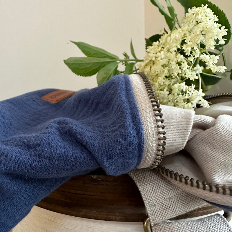 Sac banane Mona - double gaze de coton bleu indigo