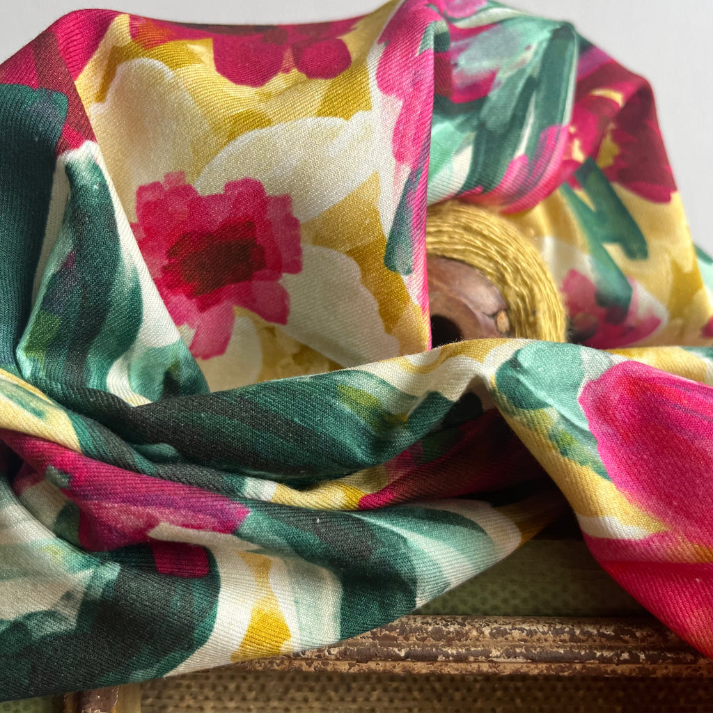 Robe Milie - sergé de coton/viscose fleurs d'Annecy