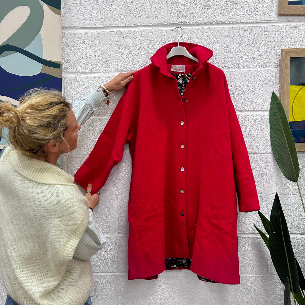 #73 imparfait - Manteau Taïma en lainage rouge