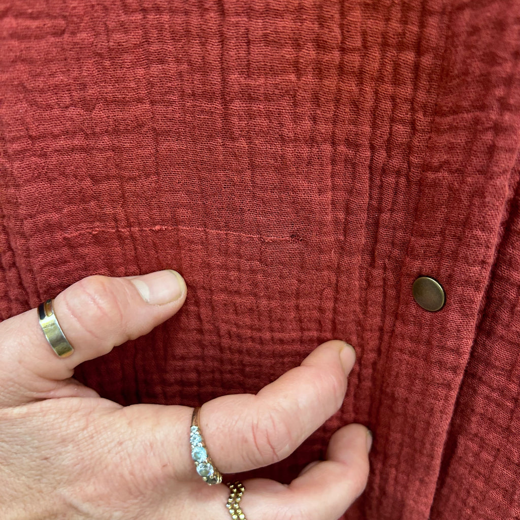 #78 imparfait - Robe Azélie en double gaze de coton terracotta