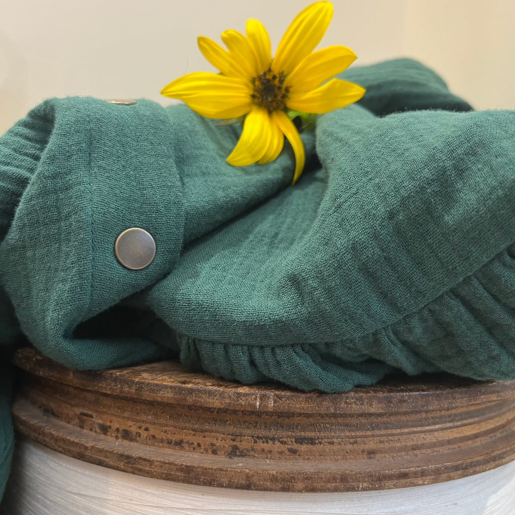 Robe Sia -  gaze de coton vert printemps