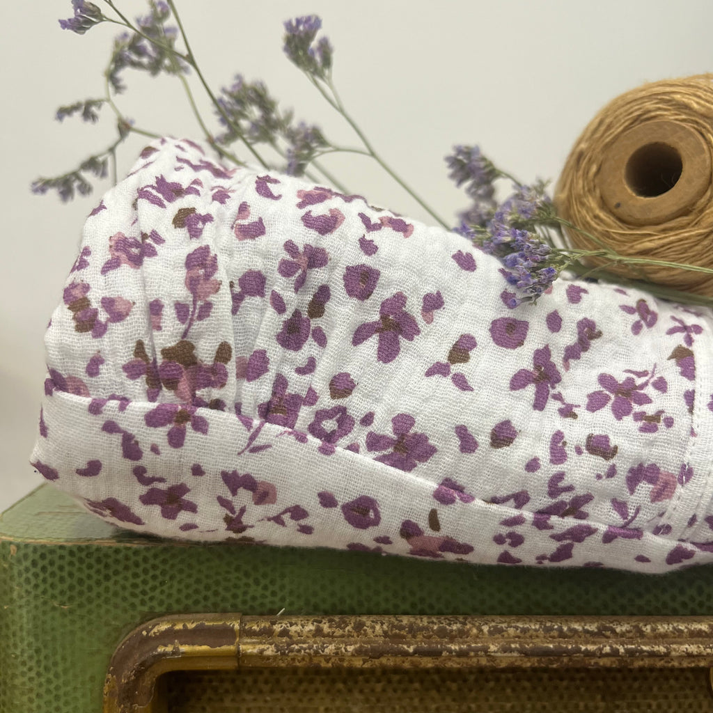 Robe Clara - Double gaze de coton fleuri violette