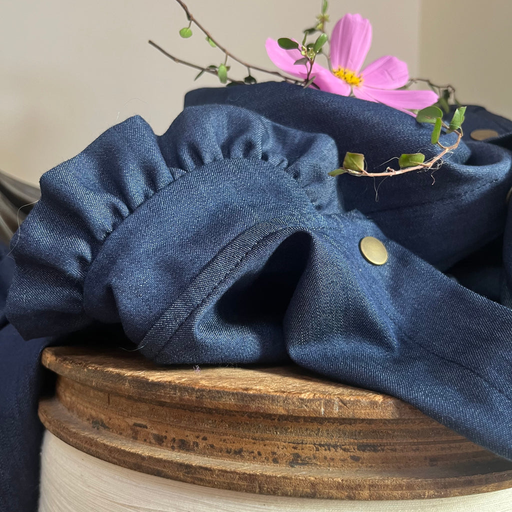 Robe Pomme -  jean de coton léger bleu brut
