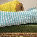 Blouse Catherine en seersucker de coton turquoise/blanc