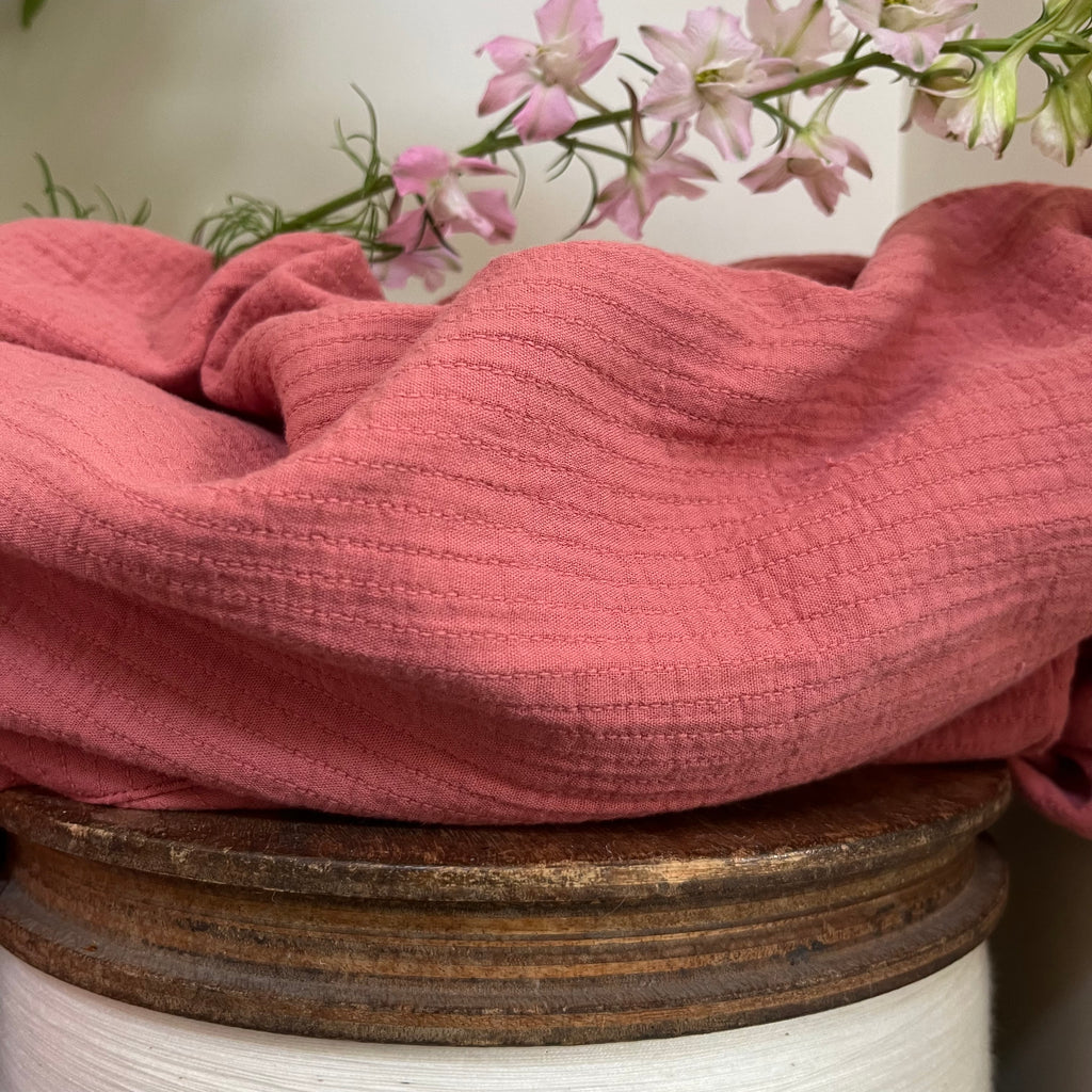 Robe Clara midi - piqué de coton terracotta rosé