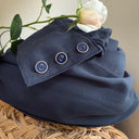 Robe Edonie coupe midi - Sergé de viscose marine