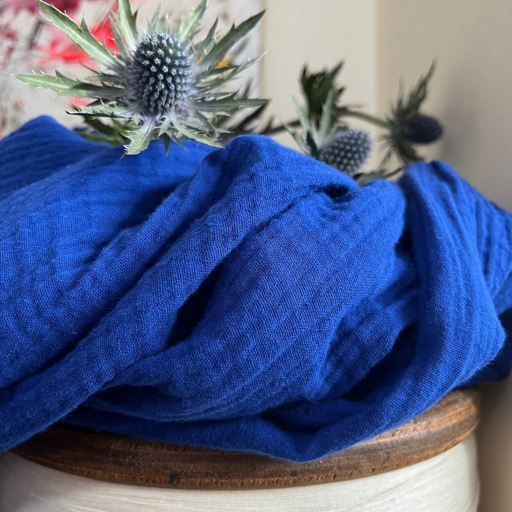 Robe Héloïse -  double gaze de coton bleu majorelle