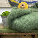 Gilet très long Théoline — mohair vert sous-bois