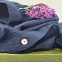 Blouse Léocadie - Double gaze de coton/lin jacquard fleuri marine