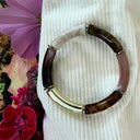 Bracelet Halo – Rose boisé, camel & Écaille doré