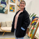 Manteau Kaï pied de poule bleu