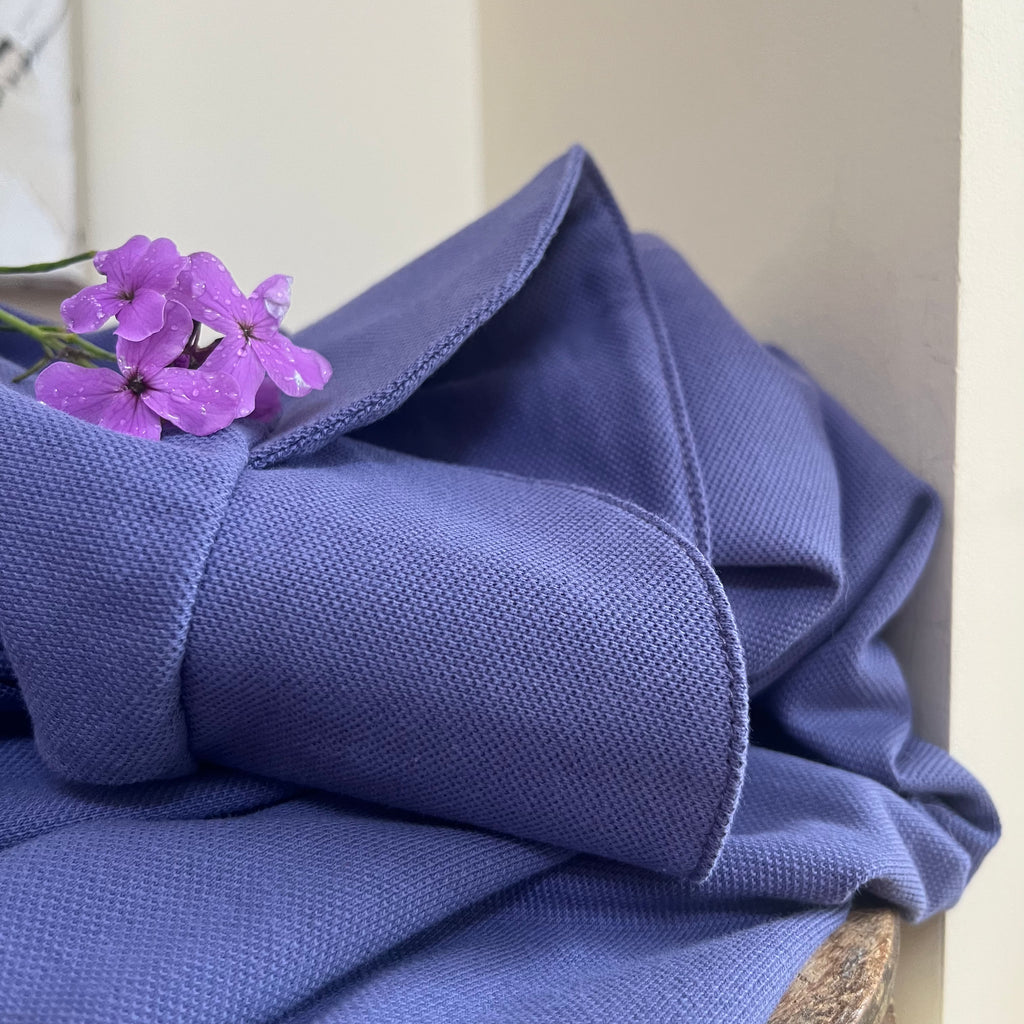 Robe Agnès - Piqué de coton bleu lavande