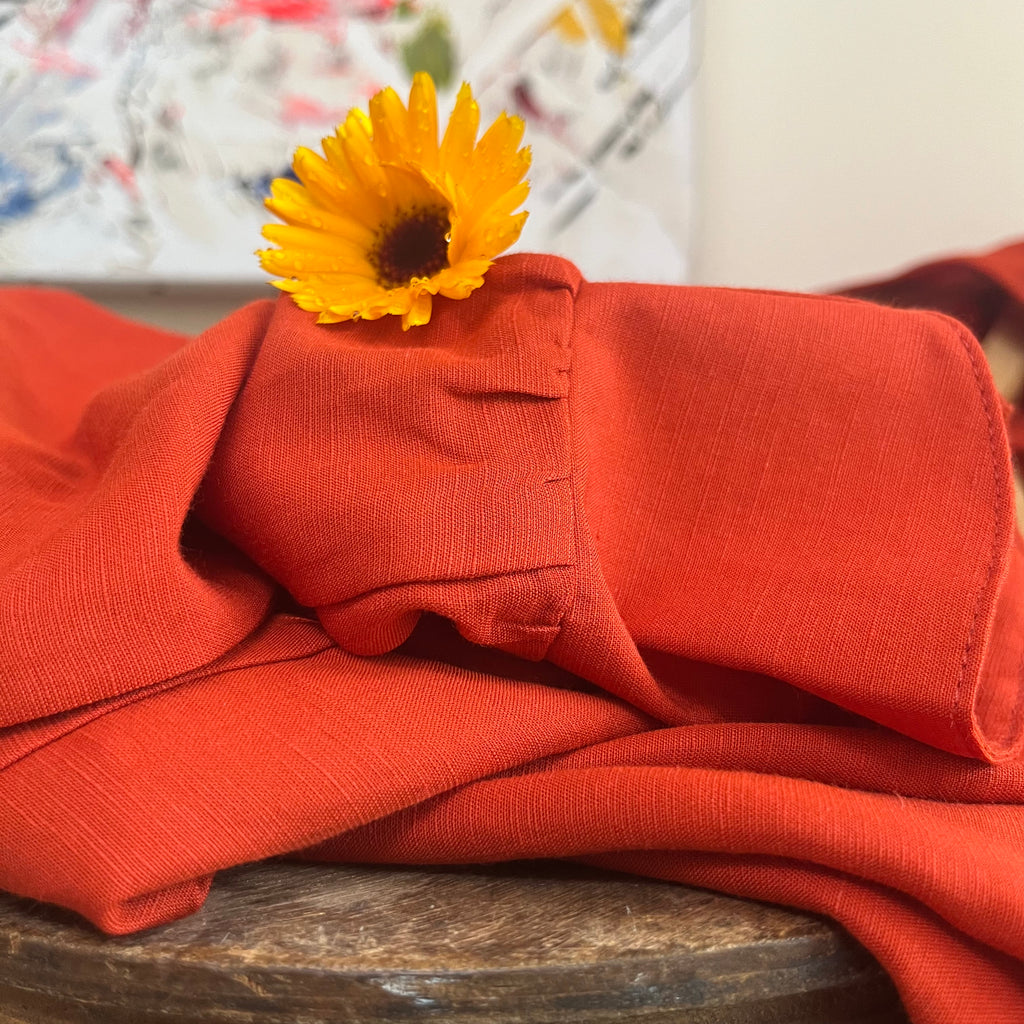 Robe Agnès - Modal lin orange crépuscule