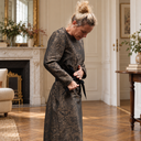 Robe Perrine — Viscose et coton Gravure botanique noir doré
