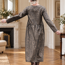 Robe Perrine — Viscose et coton Gravure botanique noir doré