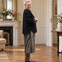 Robe Perrine — Viscose et coton Gravure botanique noir doré