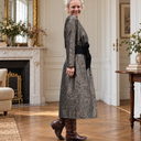 Robe Perrine — Viscose et coton Gravure botanique noir doré