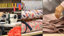 L'atelier Quintessence à Roubaix : machine à coudre, rouleaux de tissu et mains d'une couturière